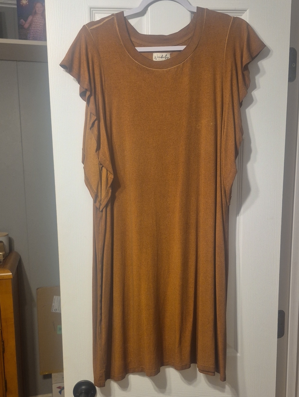 Wonderly Rust Brown V-Neck Dress